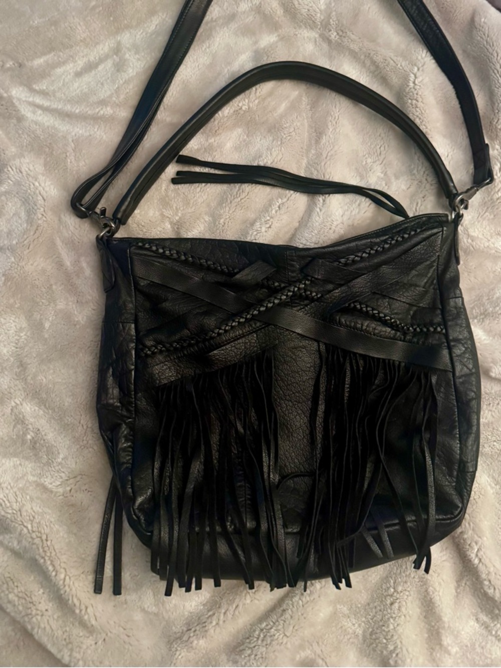 Black leather hobo/crossbody bag by Day & Mood/ Anthropologie